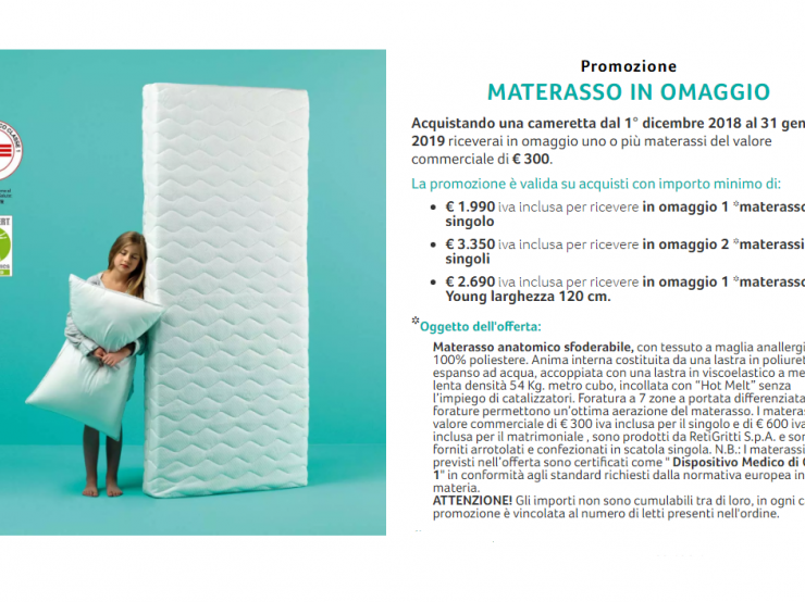 Promozione Materasso con Cameretta Moretti